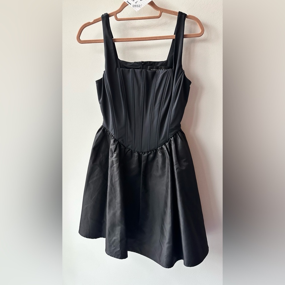 Endless Rose, Black Corset-Waist Mini Dress, Size S | 0932